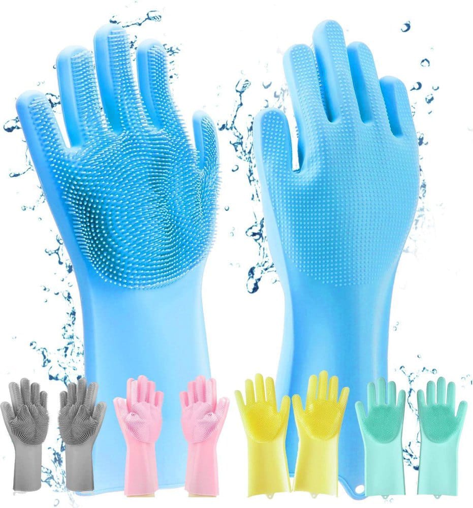 Pair of Silicone Washing Full Finger Gloves For Home & Kitchen
