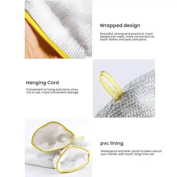 (Pair) Wire Dishwashing Gloves | Dishwashing Rags For Wet And Dry Non-scratch Wire Dish Cloths For Washing Dishes, Kitchen